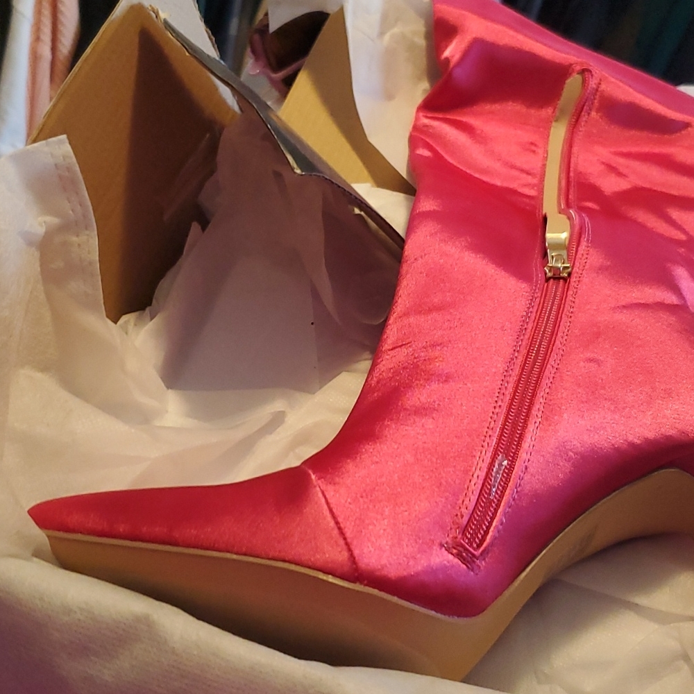 Pink thigh high boots